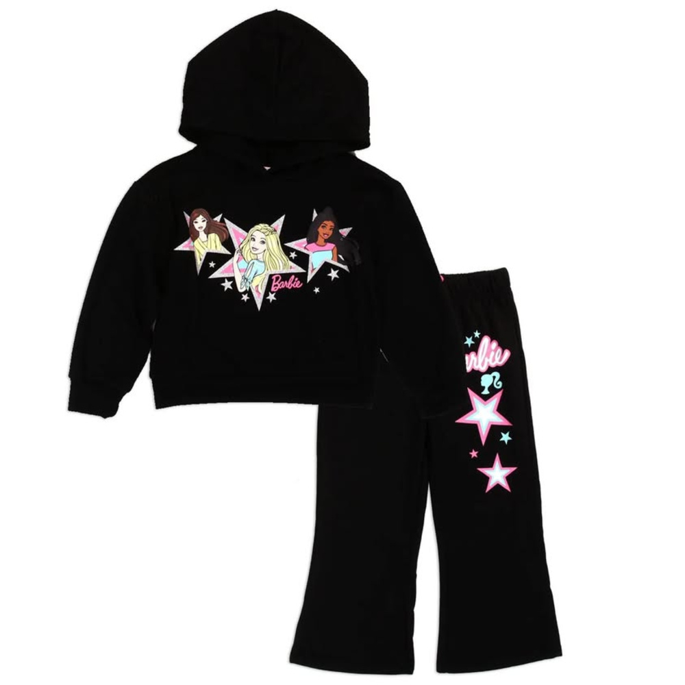 NEW Barbie Girls Size 4 2-Piece Fleece Hoodie Set, Black Hoodie + Pants